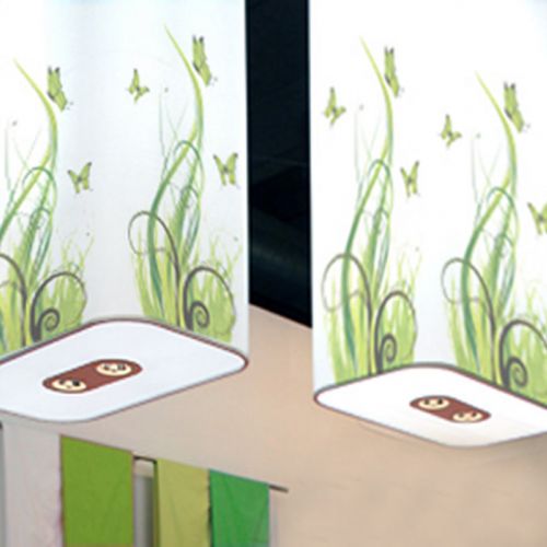 Quaderförmige Schirmleuchte mit floralem Dekordruck