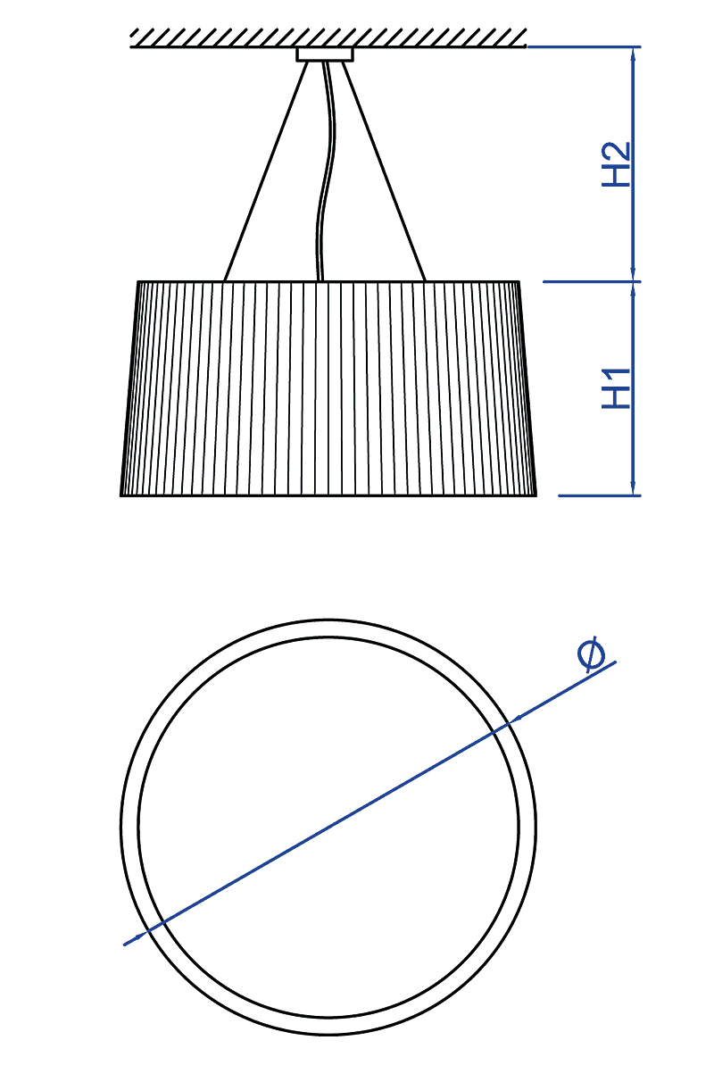 Pantalla plissee Zeichnung